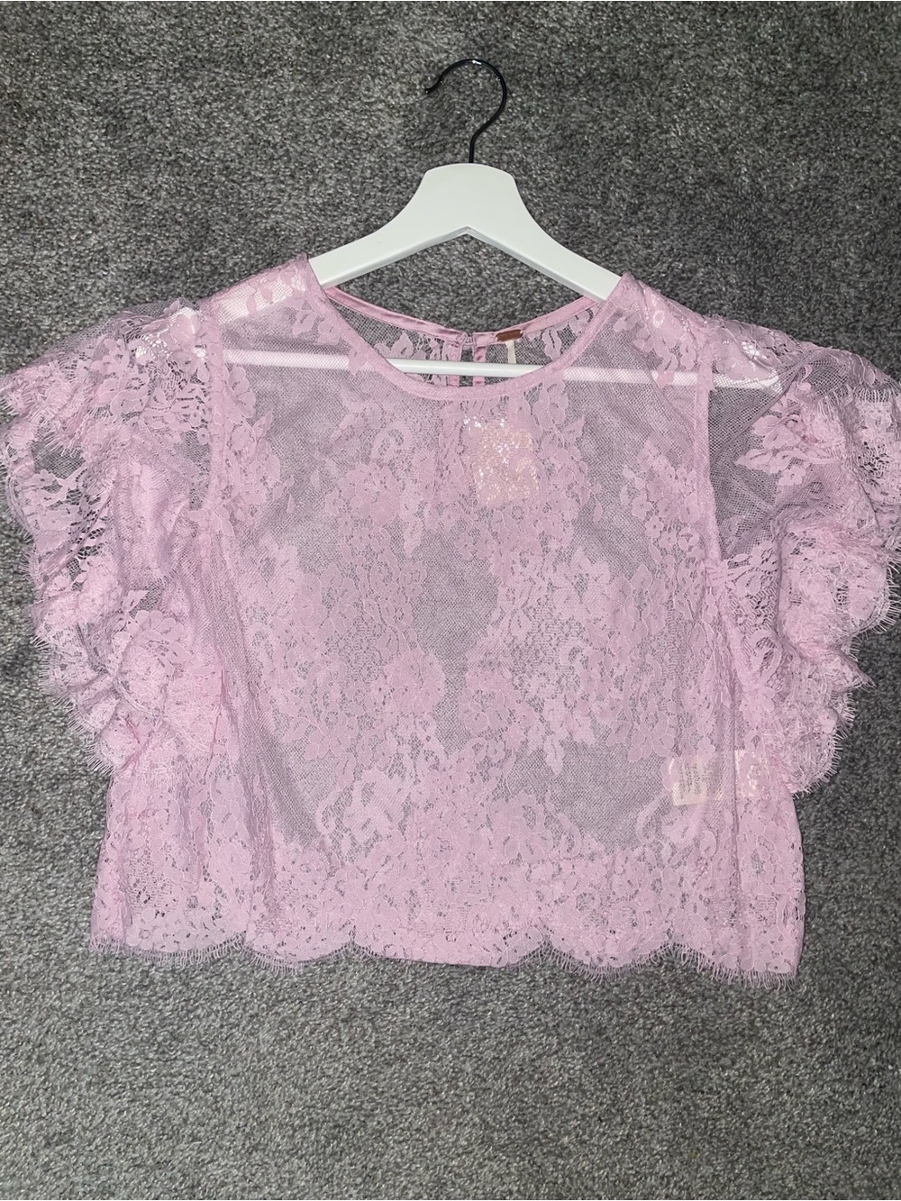 Free People Lunar Ash Lace Top Sz L - Picture 4 of 6